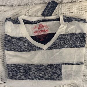 American Rag Men's Navy and White Striped Tee
